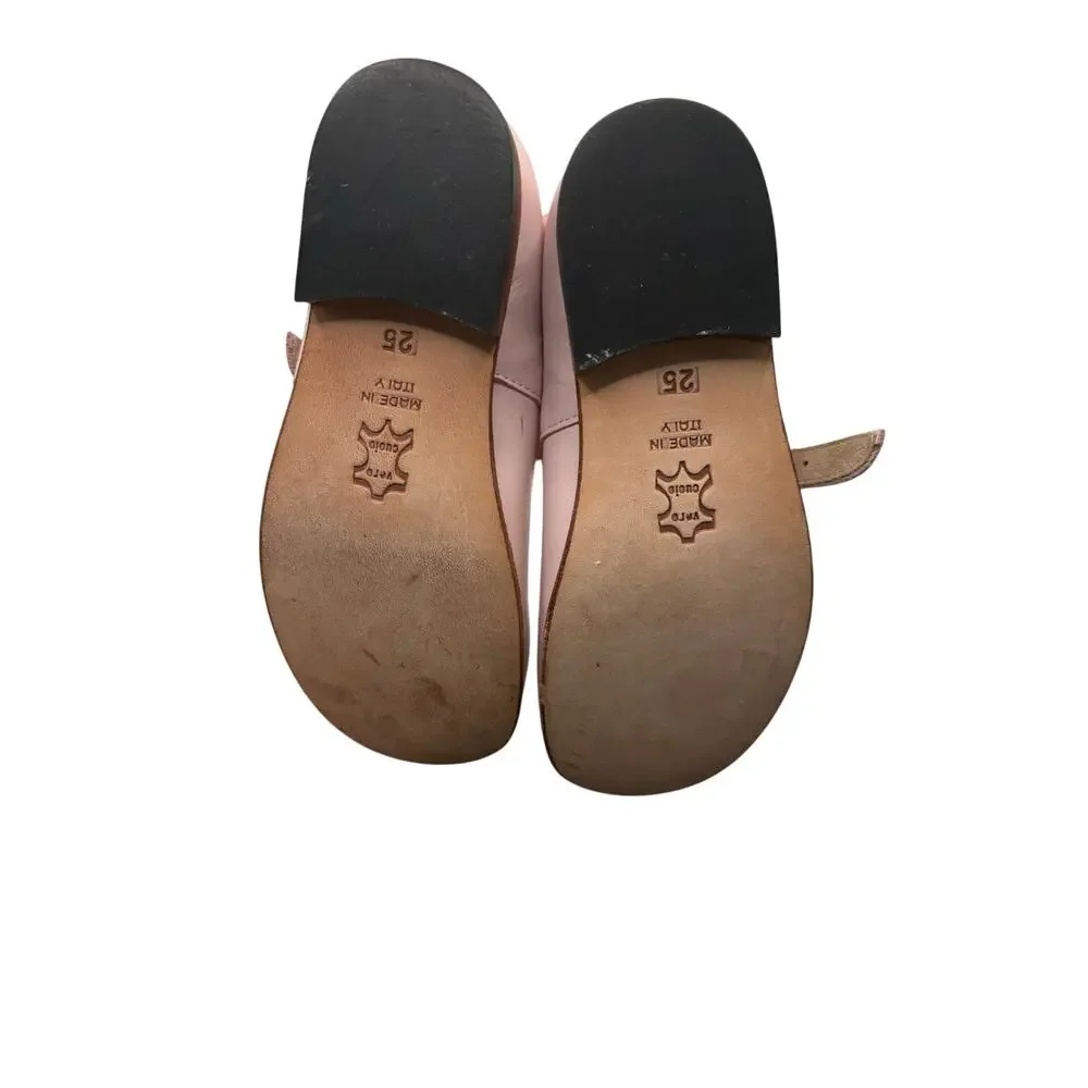 vero cuoio Pink Mary Jane Shoes Size 8.5 Classic Leather Flat Footwear